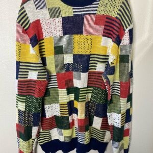 Vintage OHanlon Patchwork pullover sweater mens Medium Colorblock colorful